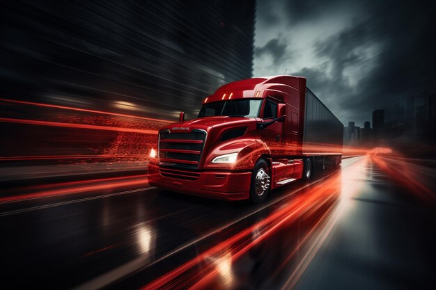 Highway tractor trailer on a Canadian highway